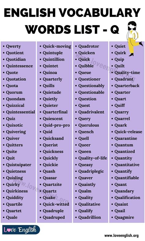 Words that start with q .